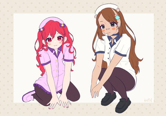 Flat Color Commission -- VTubers Moni &amp; Anko